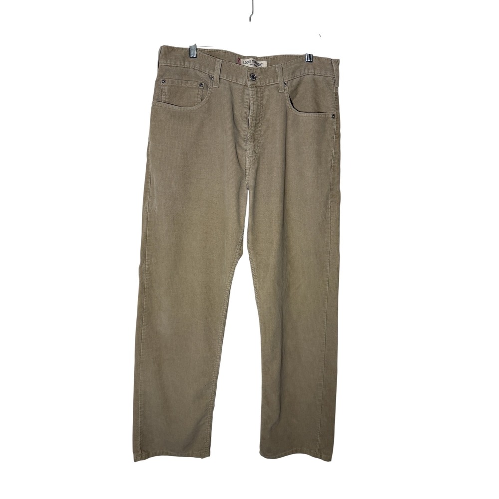 Vintage Y2K Levis 569 Mens Corduroy Pants Beige Loose Straight Fit W34 L34 - Picture 2 of 6